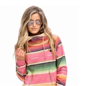 Aviator Nation Serape Ninja Pullover Hoodie in Pink Size Small